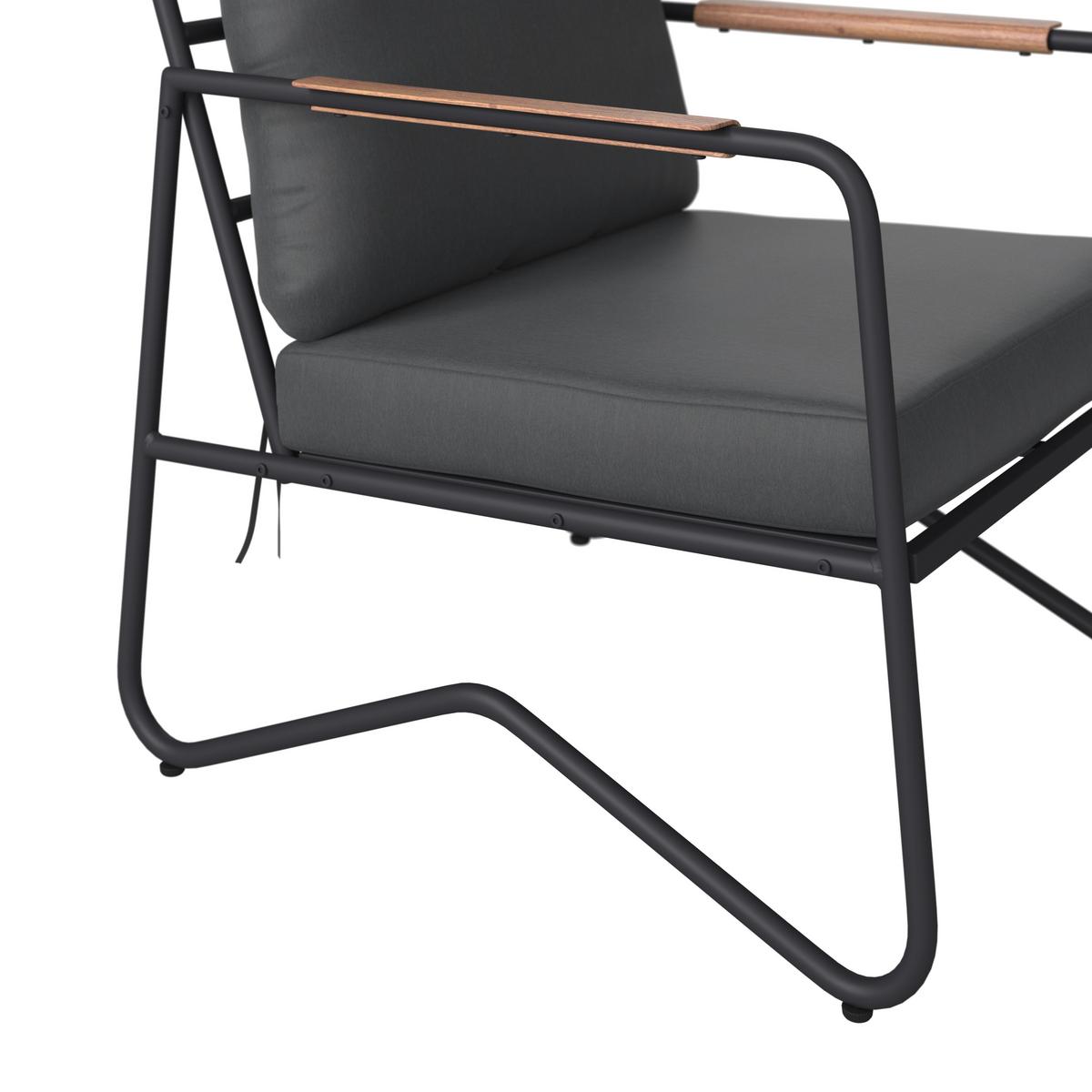 Loungegarnitur Cadiz - Dunkelgrau/Schwarz, MODERN, Glas/Textil - Beldano