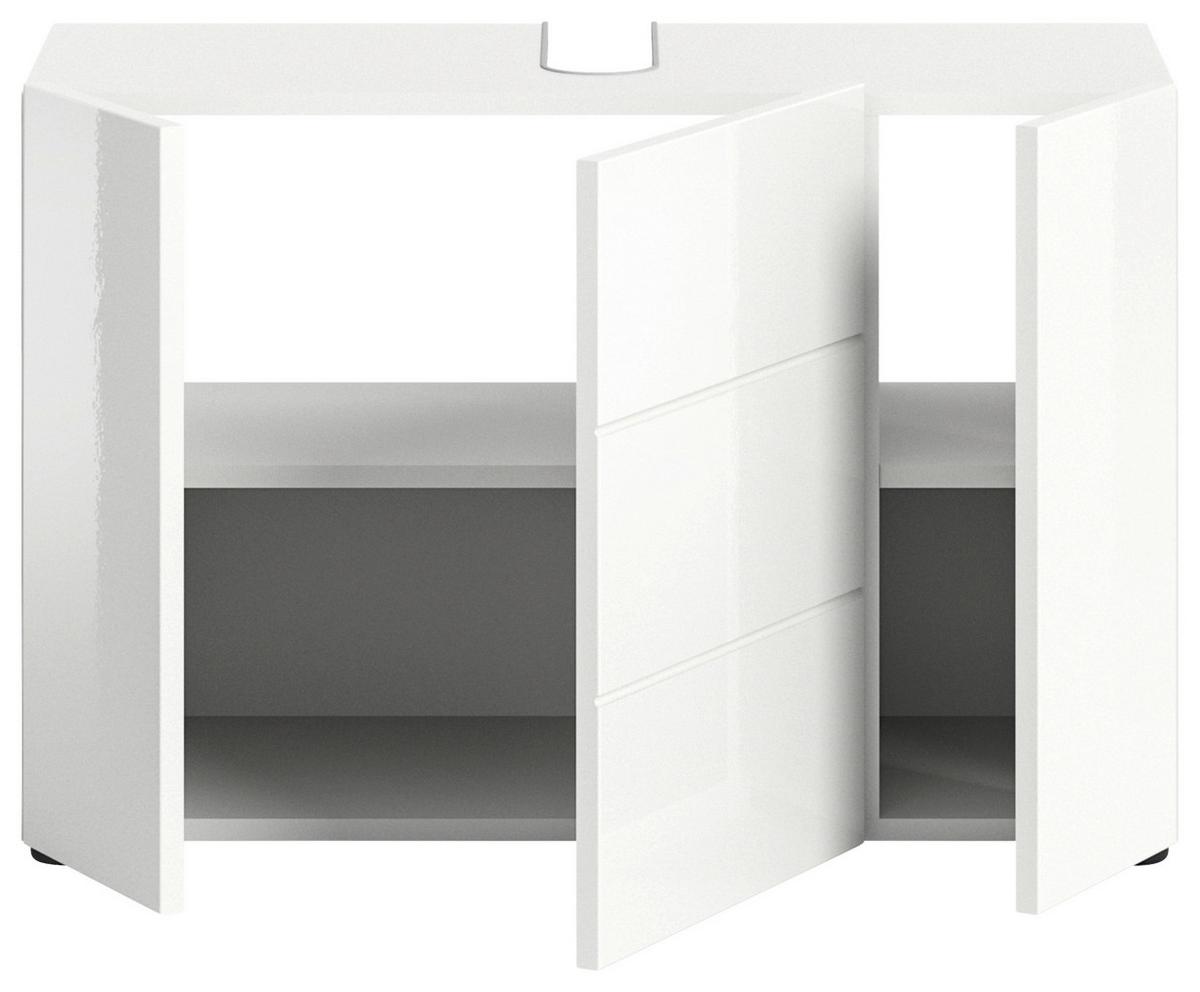 Badezimmer Vira Weiß, inkl. LED - Weiß Hochglanz/Schwarz, MODERN, Holzwerkstoff (82cm) - MID.YOU