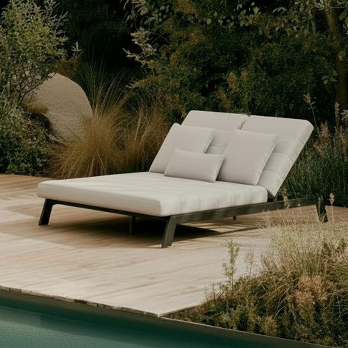 ZÁHRADNÉ LEŽADLO NOURI - svetlosivá, Modern, kov/textil (202/37/143cm) - Bessagi Garden