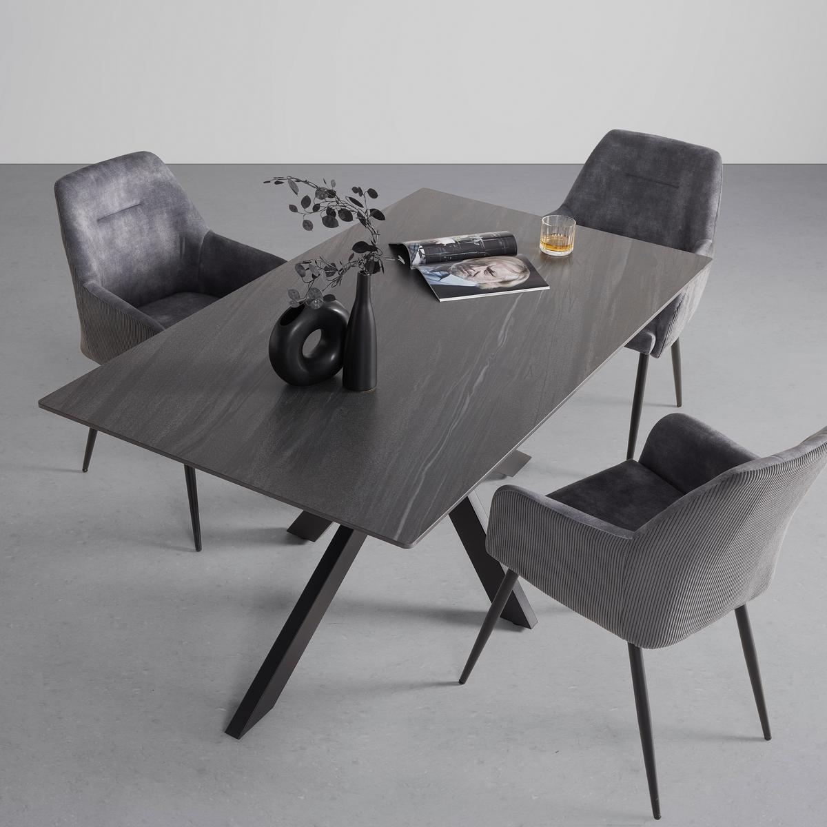 Jídelní stůl JONAS 160x90 - šedá/černá, Moderní, kov/keramika (160/90/76cm) - Mömax