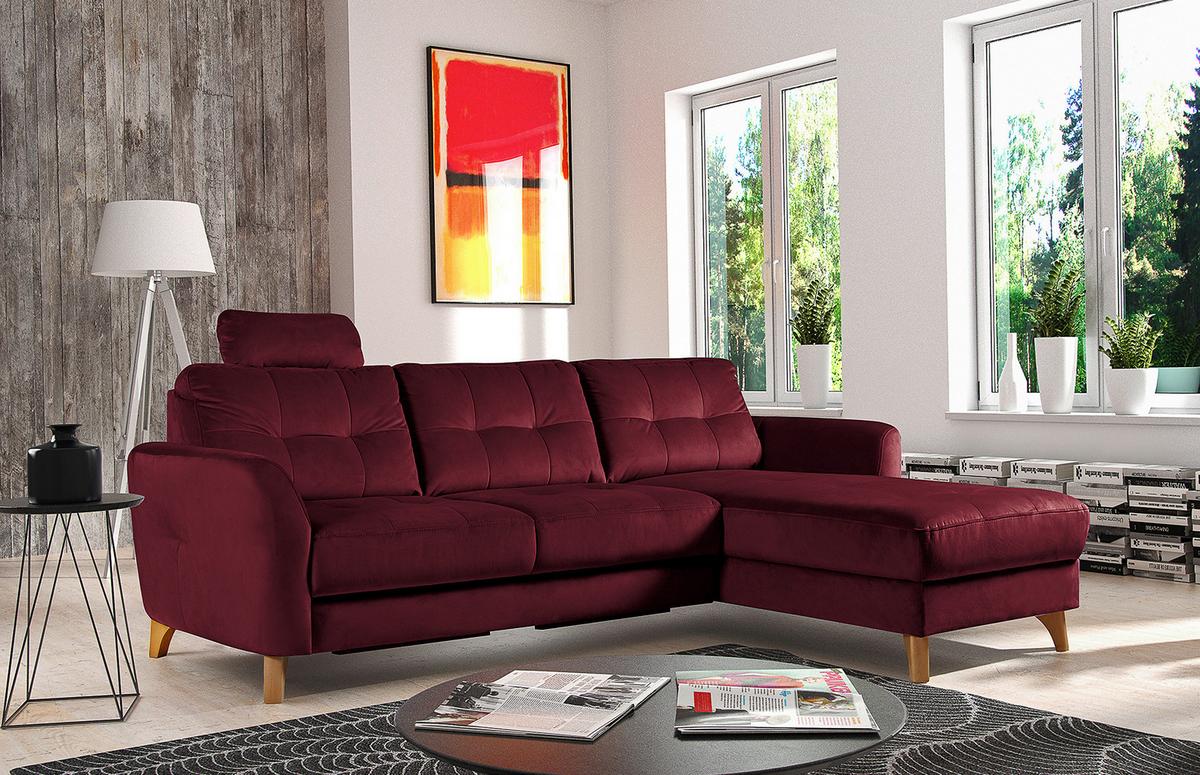 Ecksofa Nordic, Rot S: 238x168 cm - Buchefarben/Rot, Design, Textil (238/168cm) - Livetastic