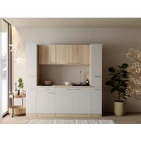 KÜCHENBLOCK Ingrid, Weiß B: 210 cm - Eichefarben/Weiß, Design, Holzwerkstoff (210cm) - Respekta