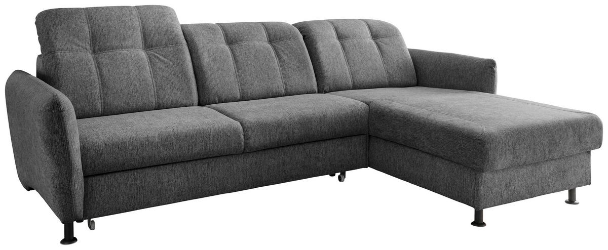 Ecksofa Minori Chenille Anthrazit, S: 267x184 cm - Anthrazit/Schwarz, MODERN, Textil (267/184cm) - Livetastic