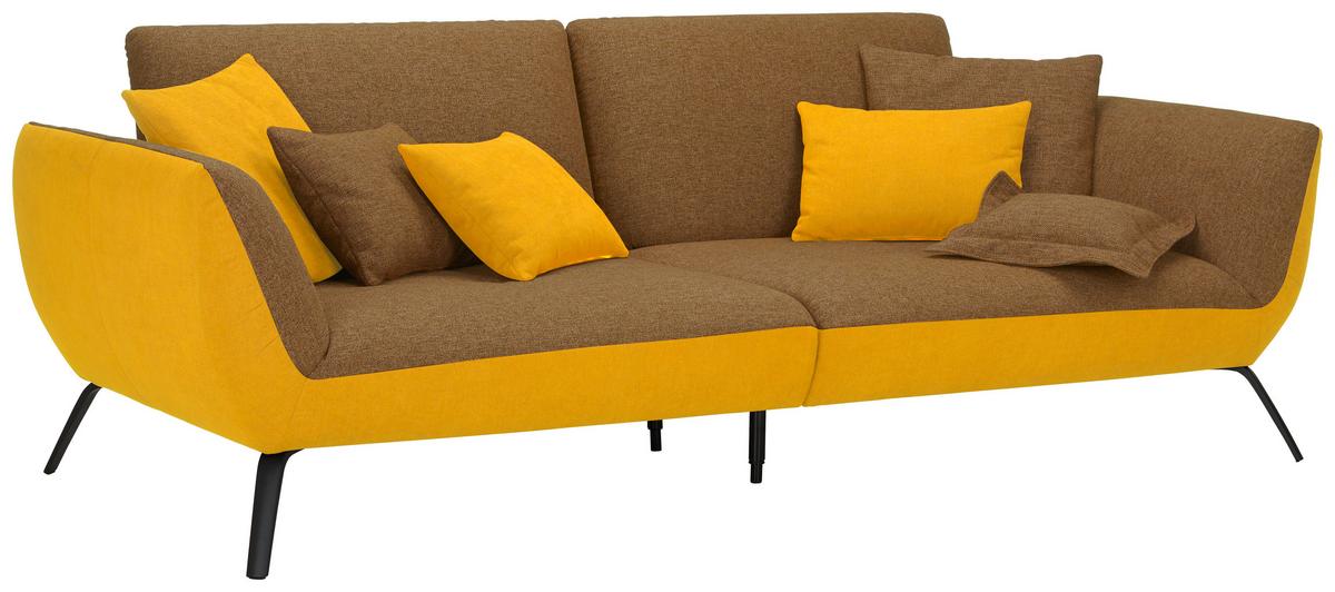 Velká pohovka TRENDY, hořčicově žlutá - černá/hořčicově žlutá, Moderní, kompozitní dřevo (260/93/124cm) - Premium Living