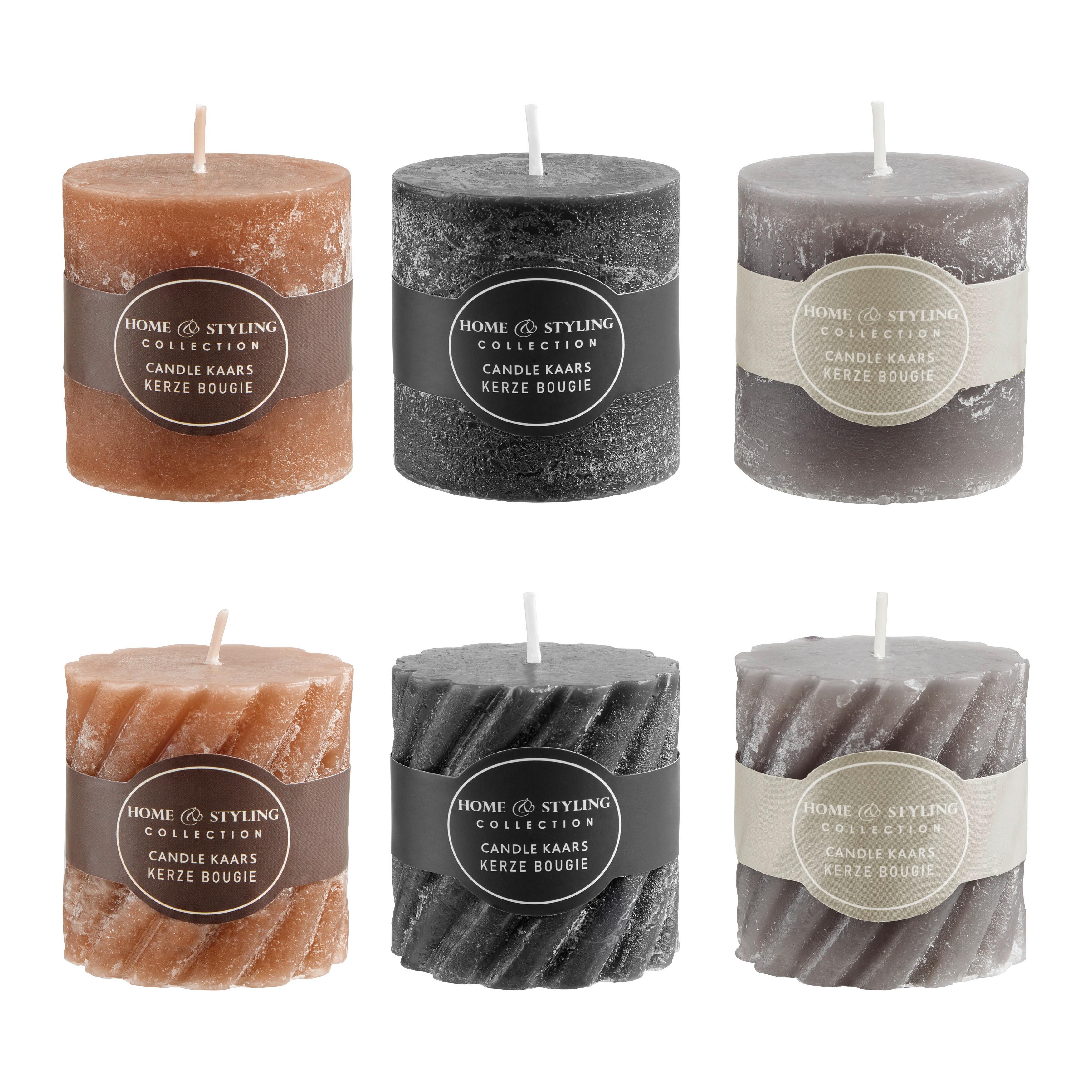 VÁLCOVÁ SVÍČKA EDITH -KMA- - šedá/černá, Konvenční, přírodní materiály (5/5/5cm) - Modern Living