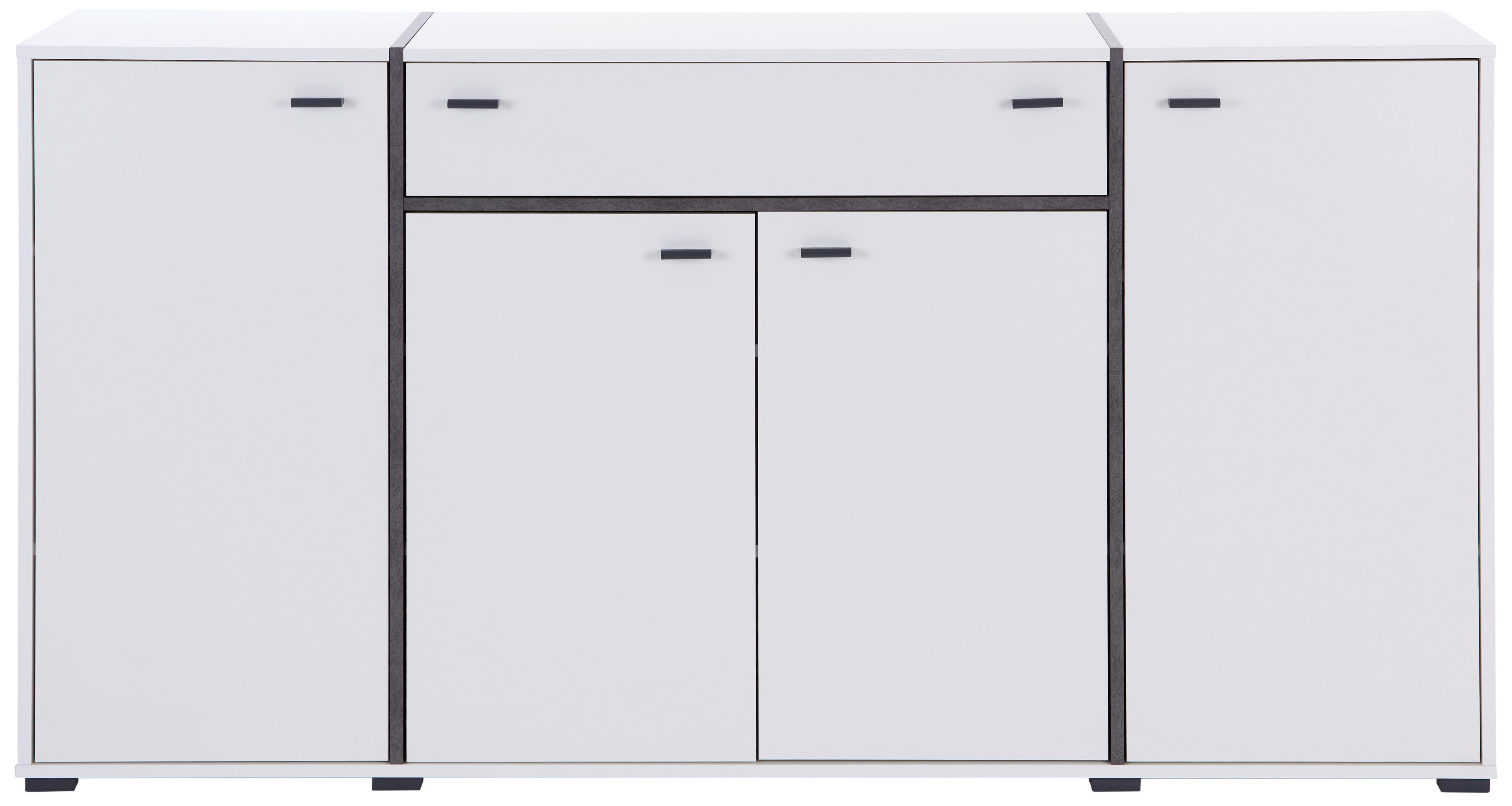 Kommode B: 187,5 cm Miri, Weiß/Betonoptik - MODERN, Holzwerkstoff (187,5/95,8/41,7cm)