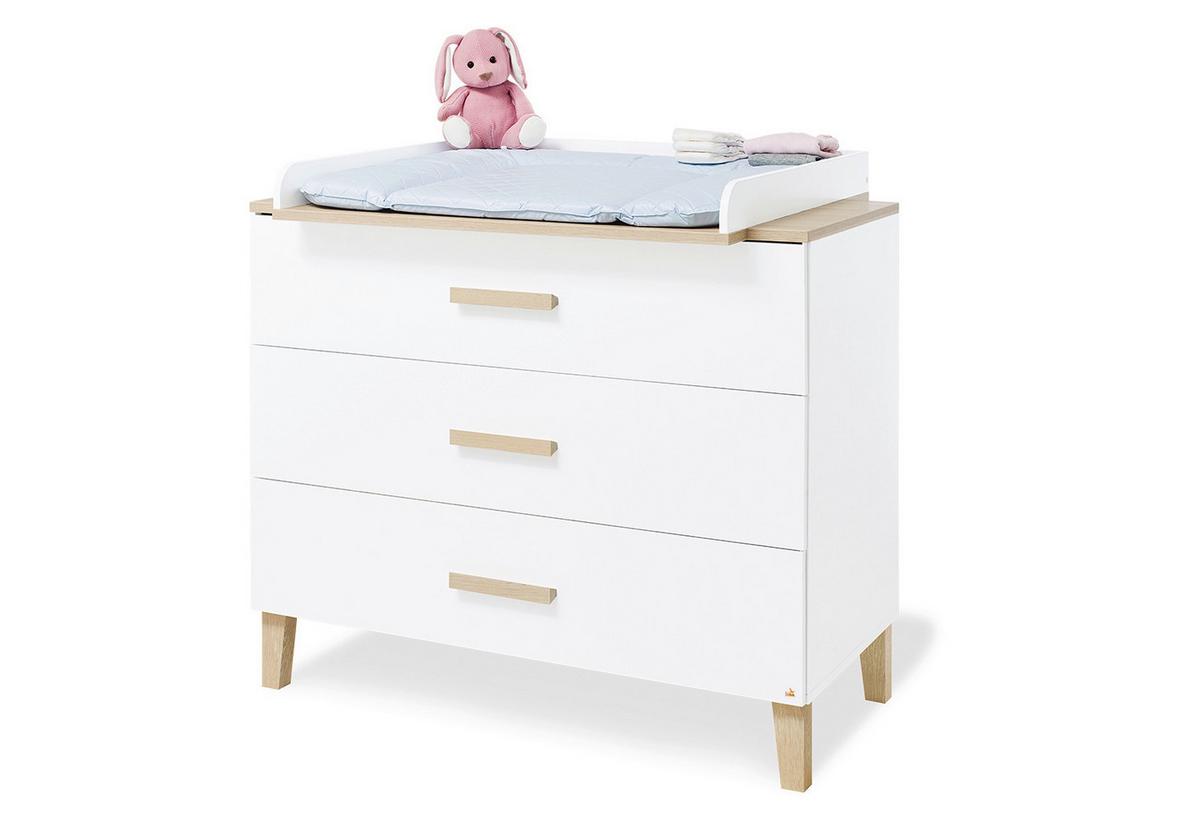 BABYZIMMER Weiss, Eichefarben - Eichefarben/Weiß, Design, Holzwerkstoff (145/77/84cm) - Pinolino