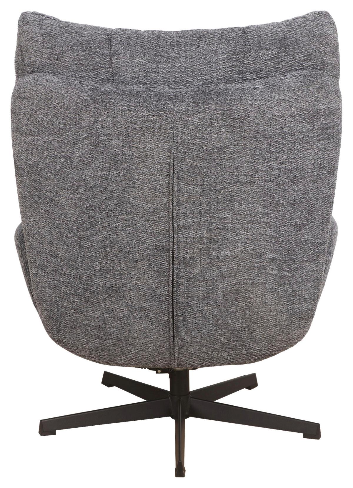 Relaxsessel Houston Chenille dunkelgrau, B: 76cm - Dunkelgrau/Schwarz, MODERN, Textil/Metall (76/101/87cm)