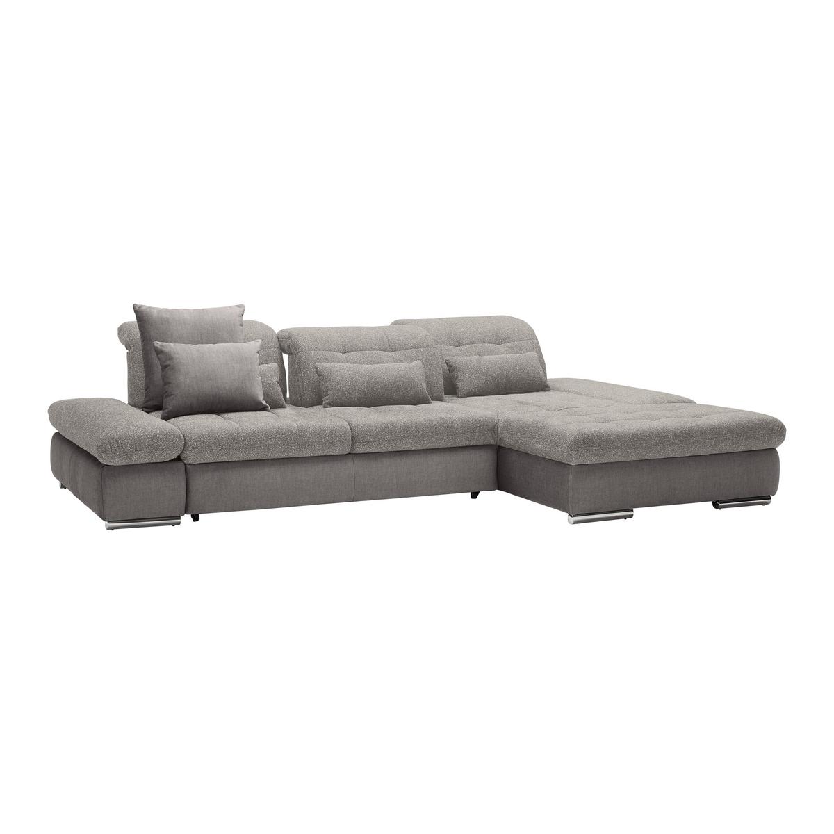 Rohová sedačka SANFINO, pravá, strieborná - chrómová/strieborná, Konventionell, kov/drevo (305/79-96/199cm) - Premium Living