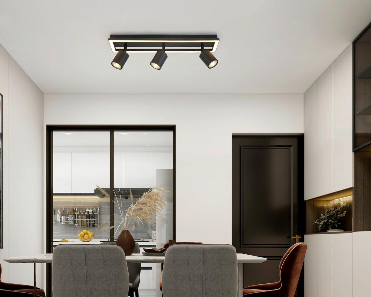 Led-deckenleuchte Conan L: 50 Cm Verstellbare Spotlights - Schwarz, MODERN, Kunststoff/Metall (50/13/15,6cm) - Luca Bessoni