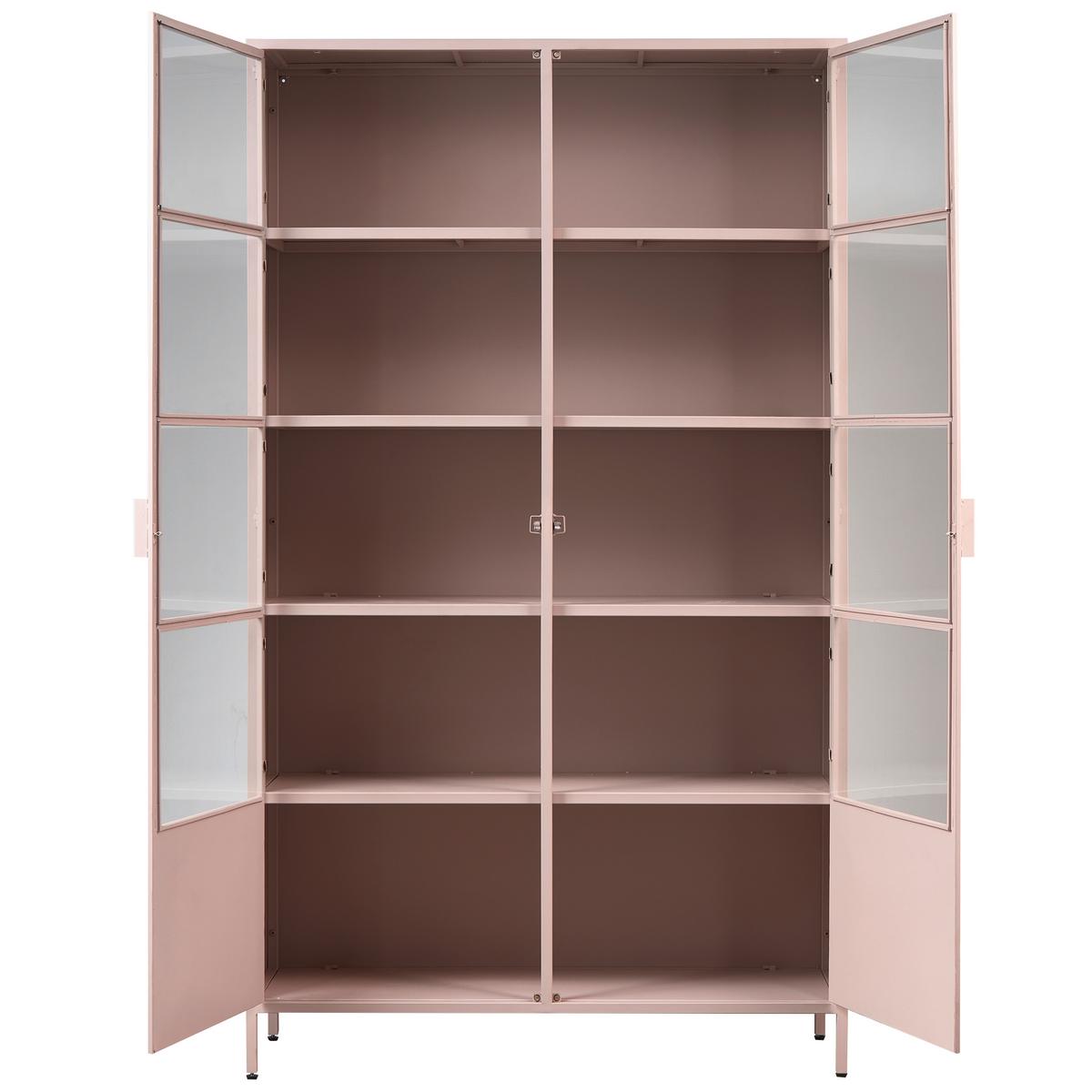 Vitrine Ronja Pink B: 110 Cm - Pink, Design, Glas/Metall (110/189/43cm) - Livetastic