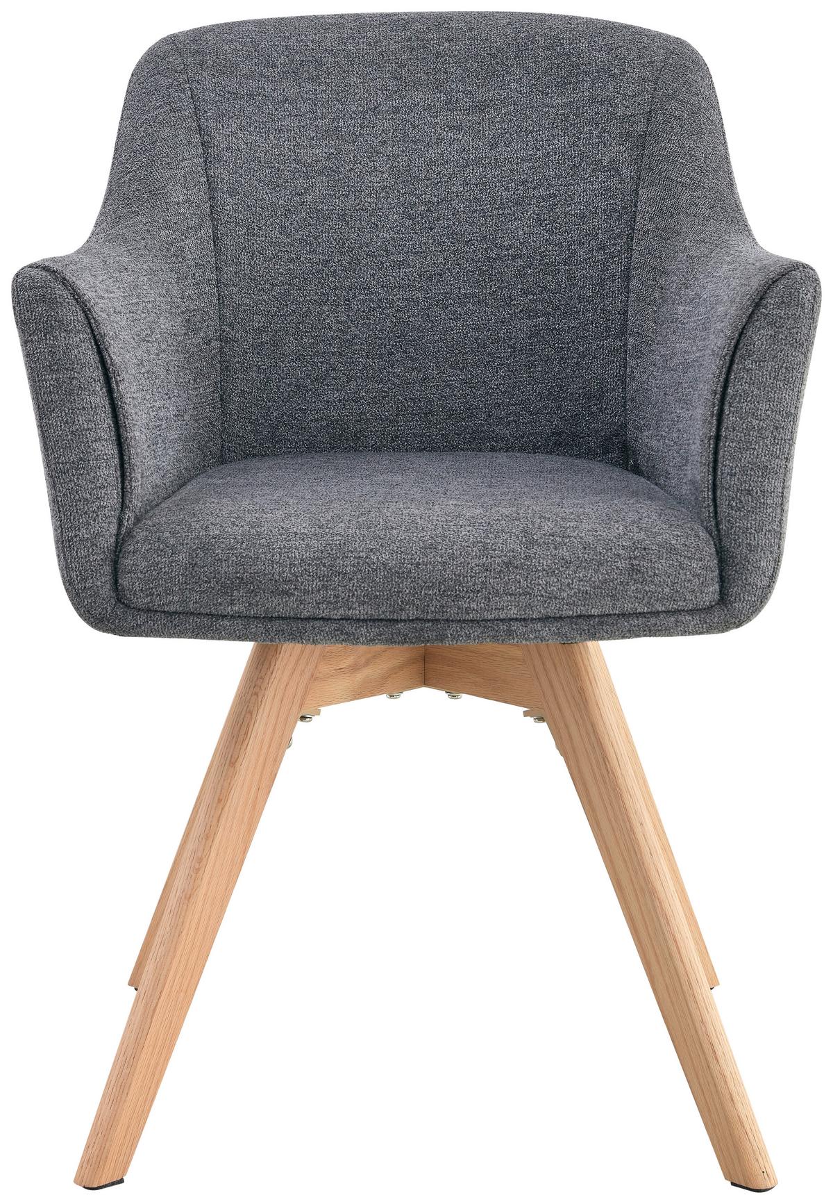 Armlehnstuhl Mats Webstoff Grau, B: 61 Cm - Naturfarben/Grau, KONVENTIONELL, Holz/Textil (61/85,5/63,5cm) - Livetastic