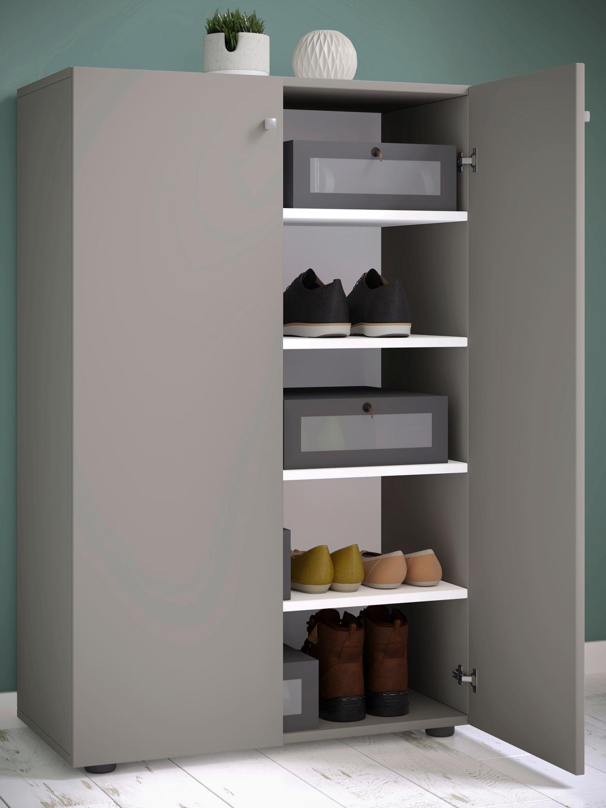 Schuhschrank Lona Xl Grau 2-Türig B: 70 Cm - Schwarz/Grau, KONVENTIONELL, Holzwerkstoff (70/110/39cm) - MID.YOU