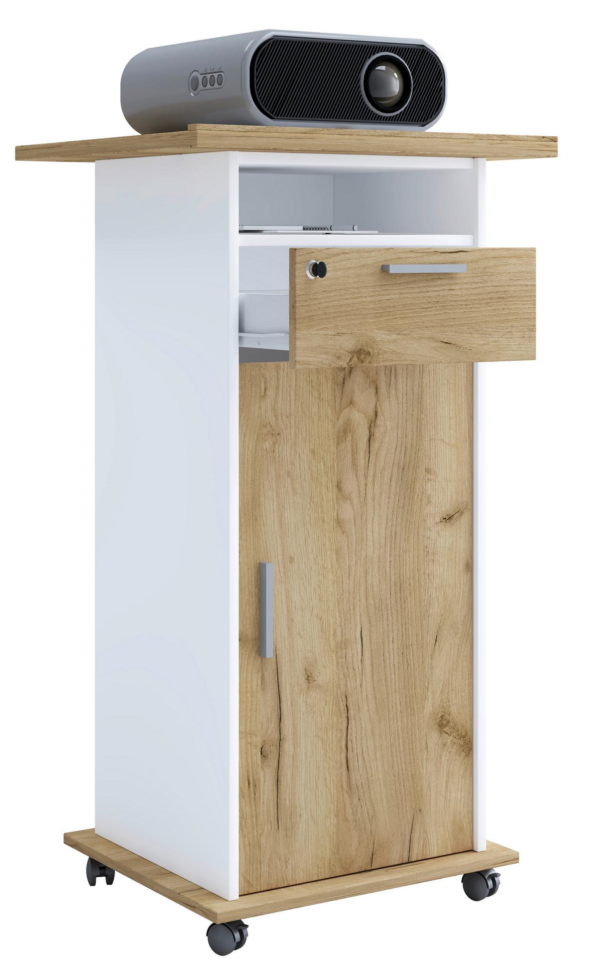 Stehpult Melta Weiß/Eiche Dekor L:60 cm - Honigeiche/Weiß, Design, Holzwerkstoff (60/50/108,3cm) - MID.YOU