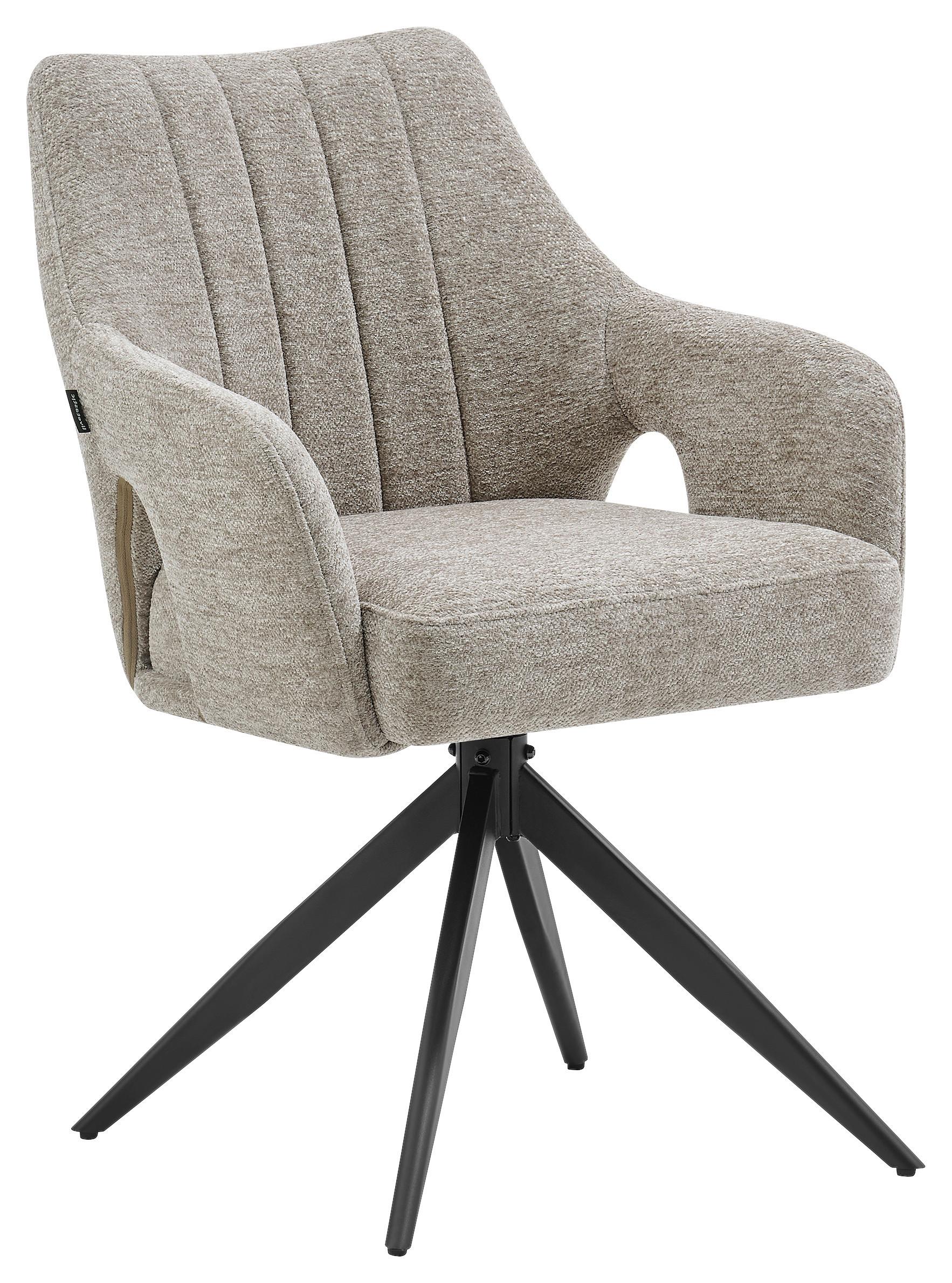Armlehnstuhl Flow Taupe B: 57,5 cm - Taupe/Schwarz, MODERN, Holz/Textil (57,5/85/62cm) - Livetastic