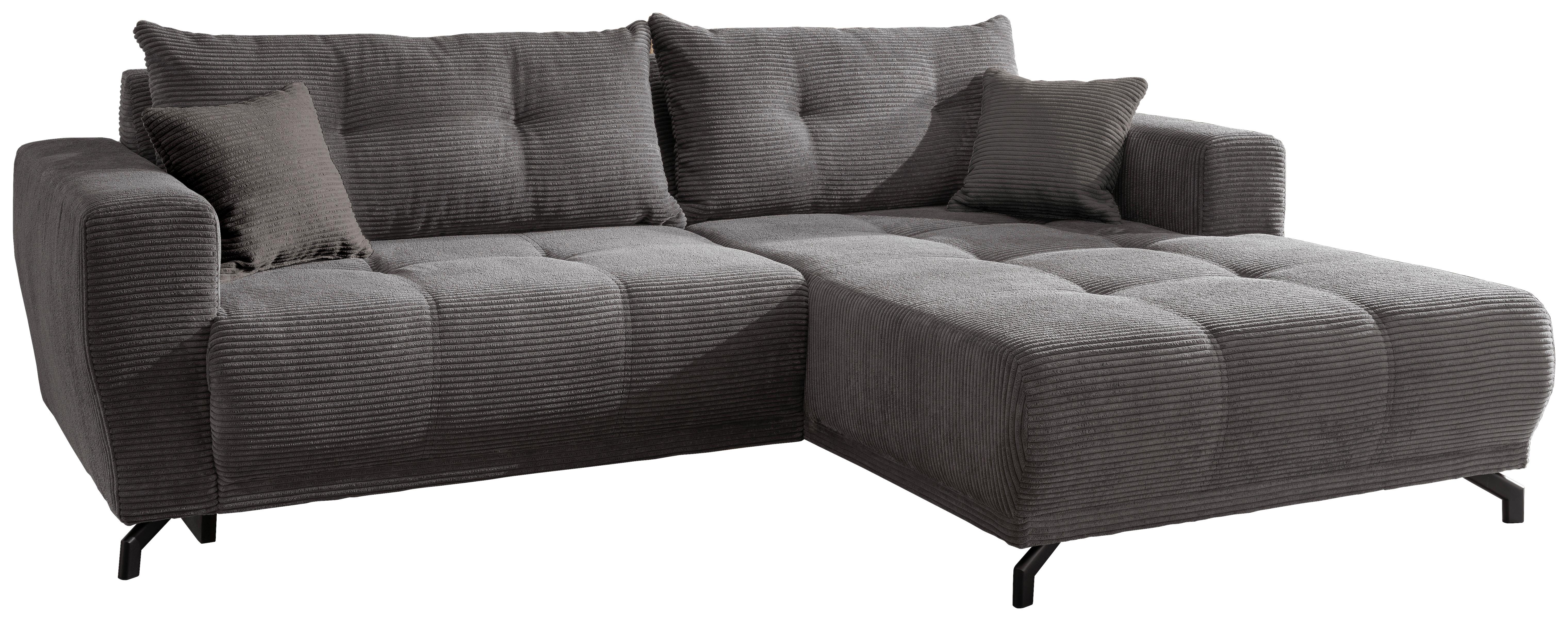 Ecksofa Restato Grau S: 246/177 cm - Schwarz/Grau, MODERN, Textil (246/177cm) - MID.YOU