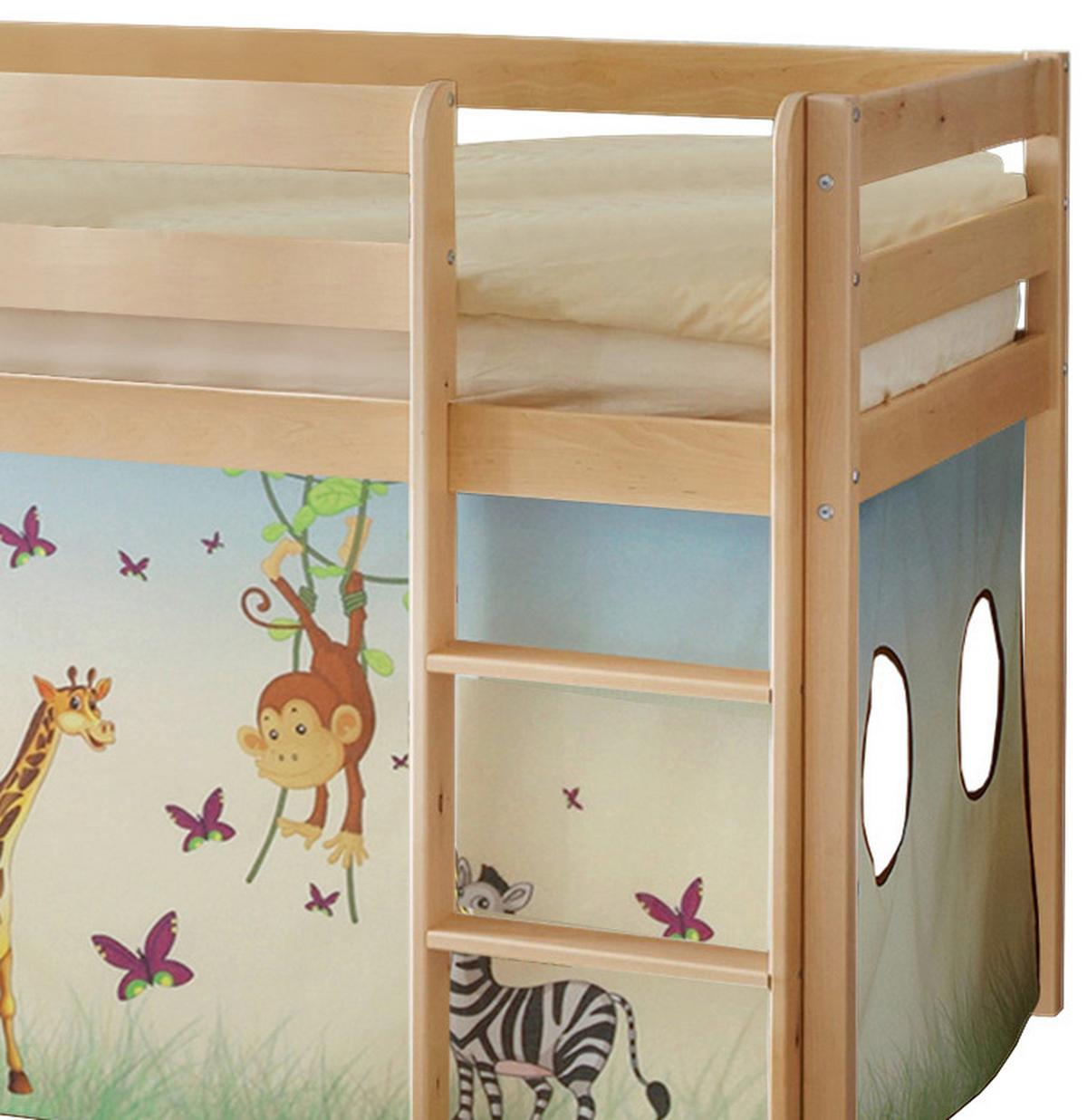 Spielbett Manuel Multicolor Kiefer Massiv 90 Cm Leiter - Multicolor/Kieferfarben, Natur, Holz (90/200cm) - MID.YOU