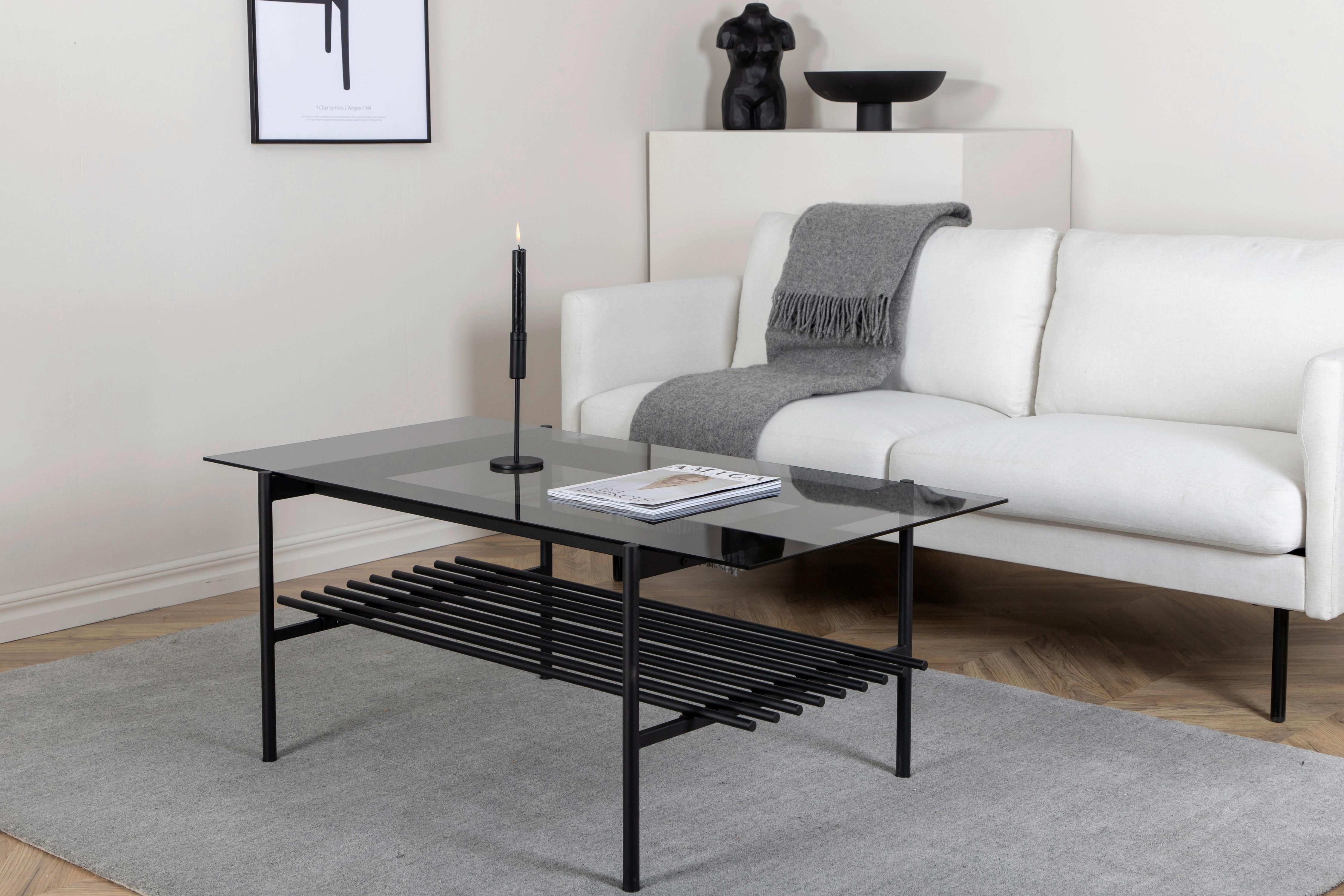 Couchtisch Von Staf - Schwarz, Design, Glas/Metall (120/60/48cm) - Livetastic