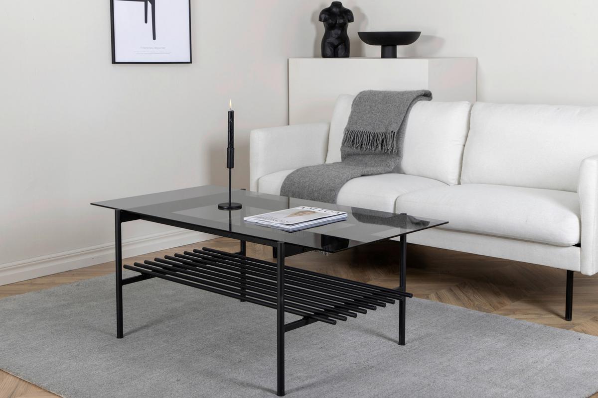 Couchtisch Von Staf - Schwarz, Design, Glas/Metall (120/60/48cm) - Livetastic