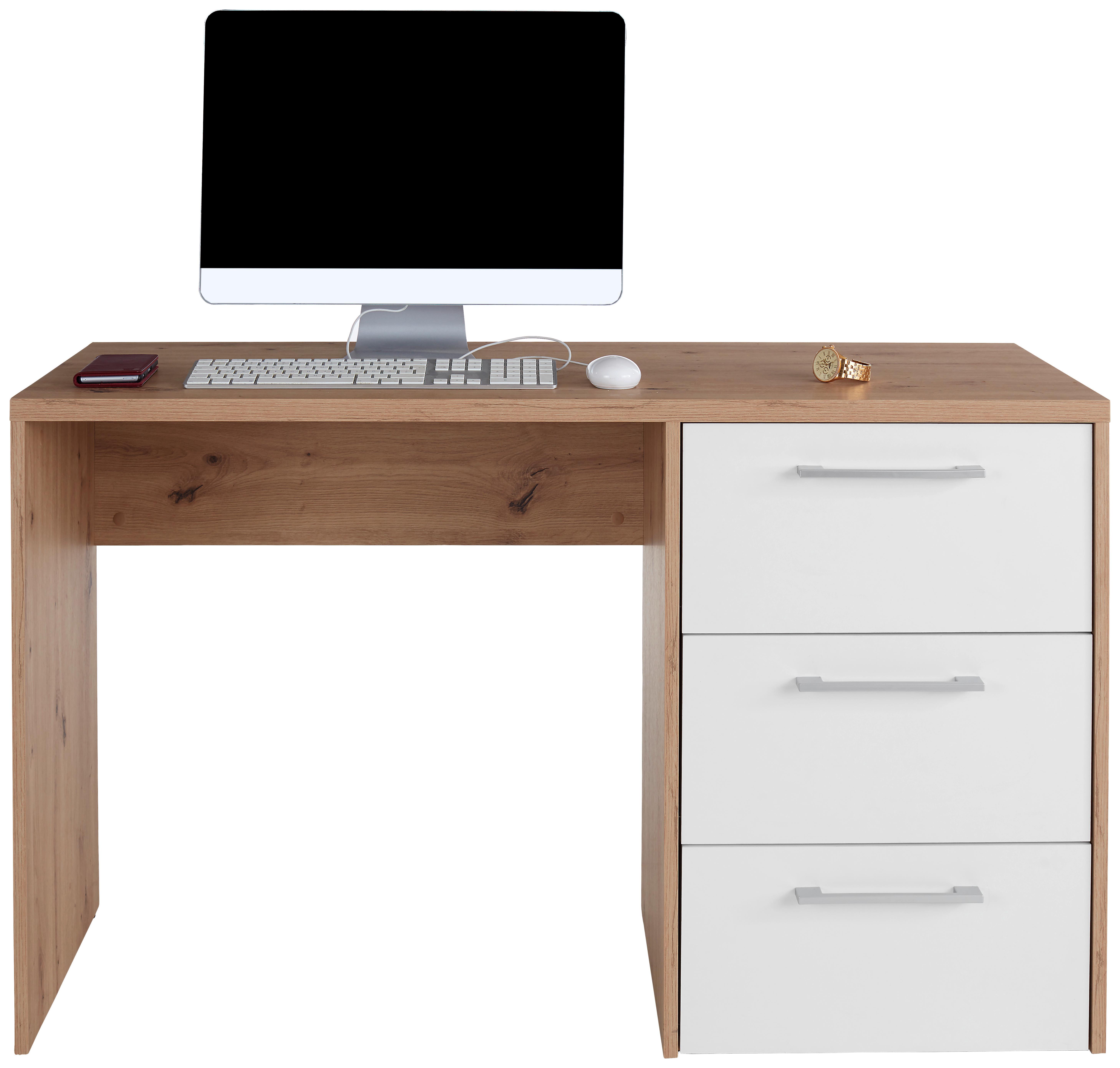Schreibtisch Mit Stauraum B 124cm H 73cm Box, Eiche Dekor - Eichefarben, MODERN, Holzwerkstoff (123,4/73/50cm) - Ondega