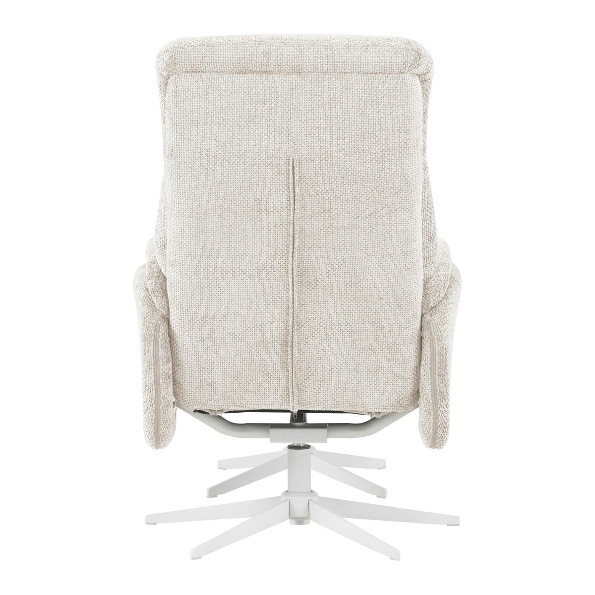 Relaxačné kreslo STAR, krémová ženilka, s taburetom - biela/krémová, Modern, kov/textil (72/107-95/86-110cm) - Mömax