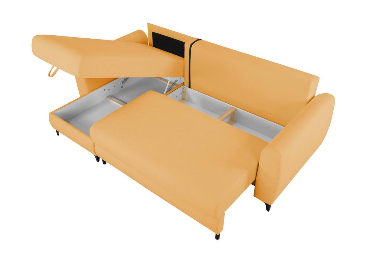 Ecksofa Moli, Gelb S: 236x148 cm - Gelb/Schwarz, Design, Textil (236/148cm) - MID.YOU