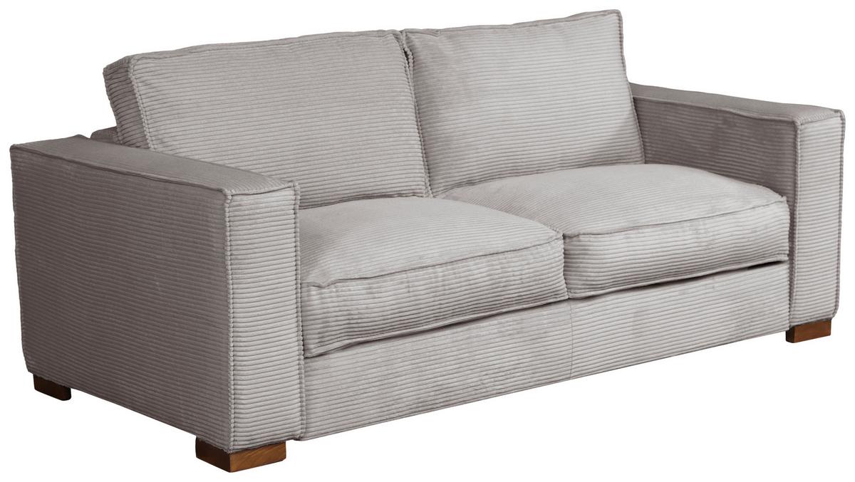 Schlafsofa Texas Hellgrau Cord, B: 203 Cm - Dunkelbraun/Hellgrau, Design, Textil (203/85/99cm) - MID.YOU