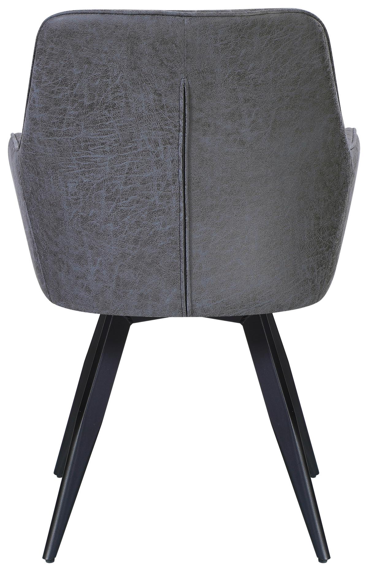 Stuhl Bella Webstoff Grau, 360° Drehbar - Schwarz/Grau, KONVENTIONELL, Textil/Metall (63/90/61cm)