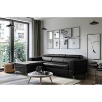 Ecksofa Torino Teilleder schwarz 173x247 - Schwarz, Design, Leder/Textil (173/247cm) - Livetastic
