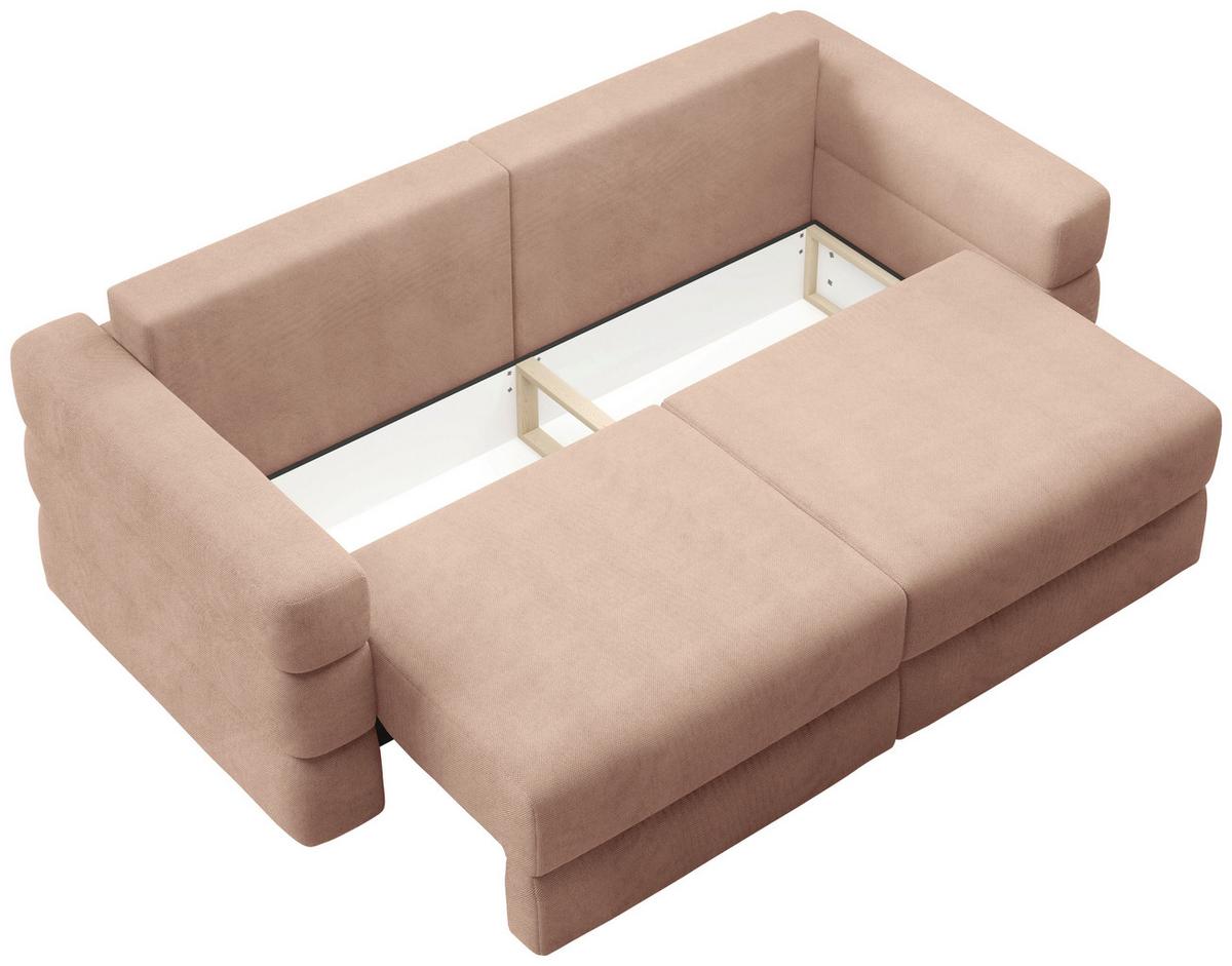 Schlafsofa Terazzo Rosa B: 254cm - Schwarz/Rosa, Design, Textil (254/93/167cm) - Livetastic