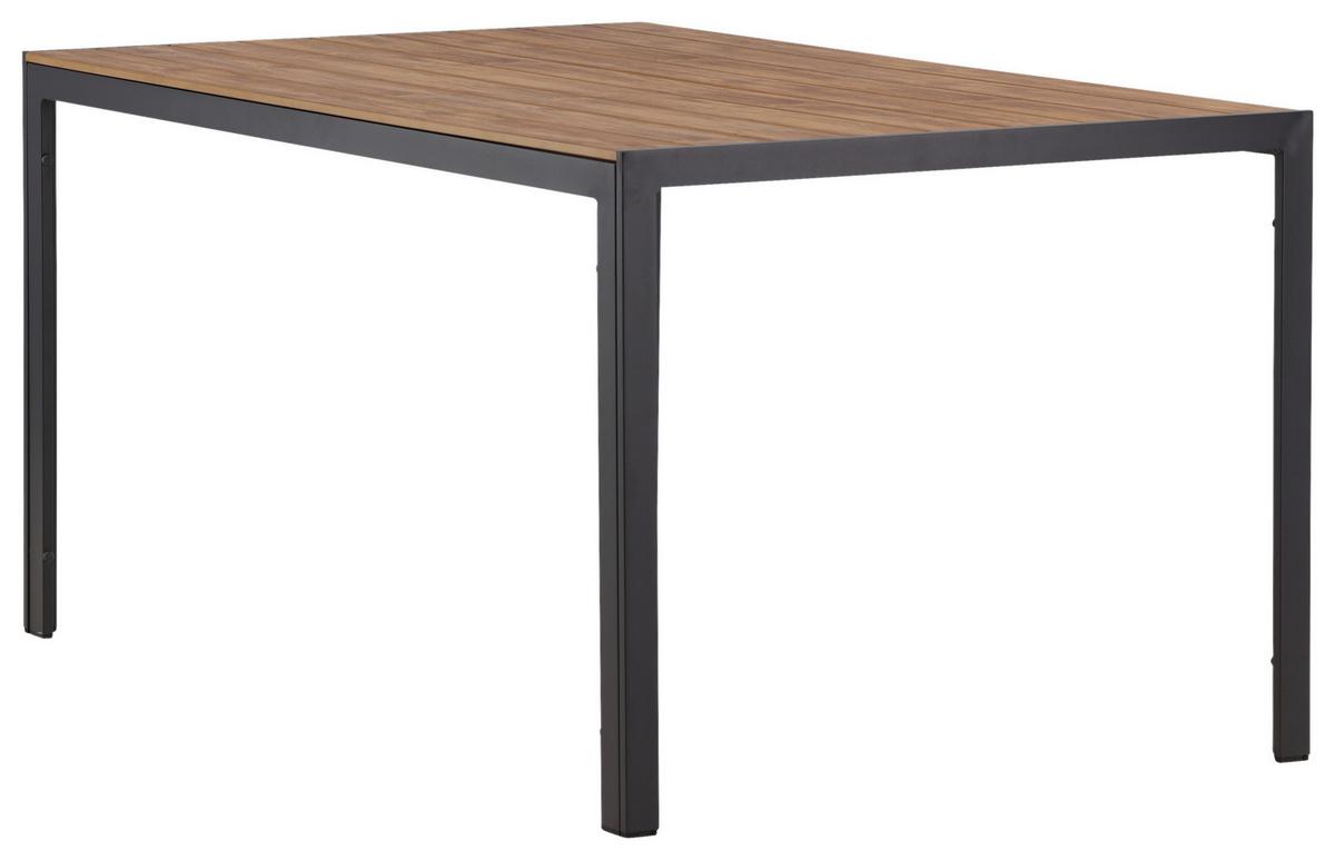 Gartentisch Break Aluminium L: 150cm - Schwarz/Naturfarben, KONVENTIONELL, Holz/Metall (150/90/75cm) - Gardenson