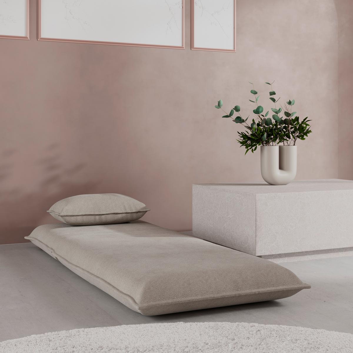 Rozkladacie kreslo MACY, béžová, max. 120 kg - béžová, Modern, kov/textil (83/35/65cm) - Bessagi Home