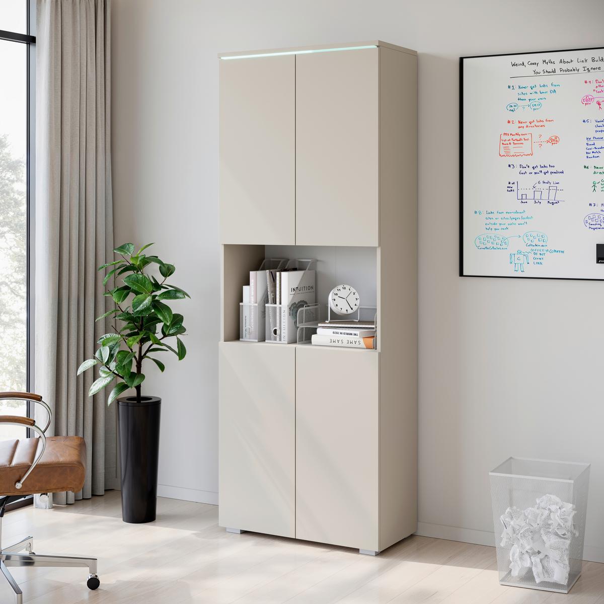 Aktenschrank Vera Beige/Kaschmir B: 68cm - Kaschmir/Beige, Design, Holzwerkstoff (68/181,9/33cm) - Livetastic