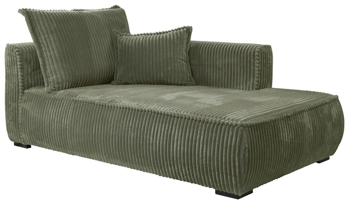 Recamiere Modena Rechts Grün, B: 208 cm - Schwarz/Grün, Design, Textil (207/75/121cm) - MID.YOU