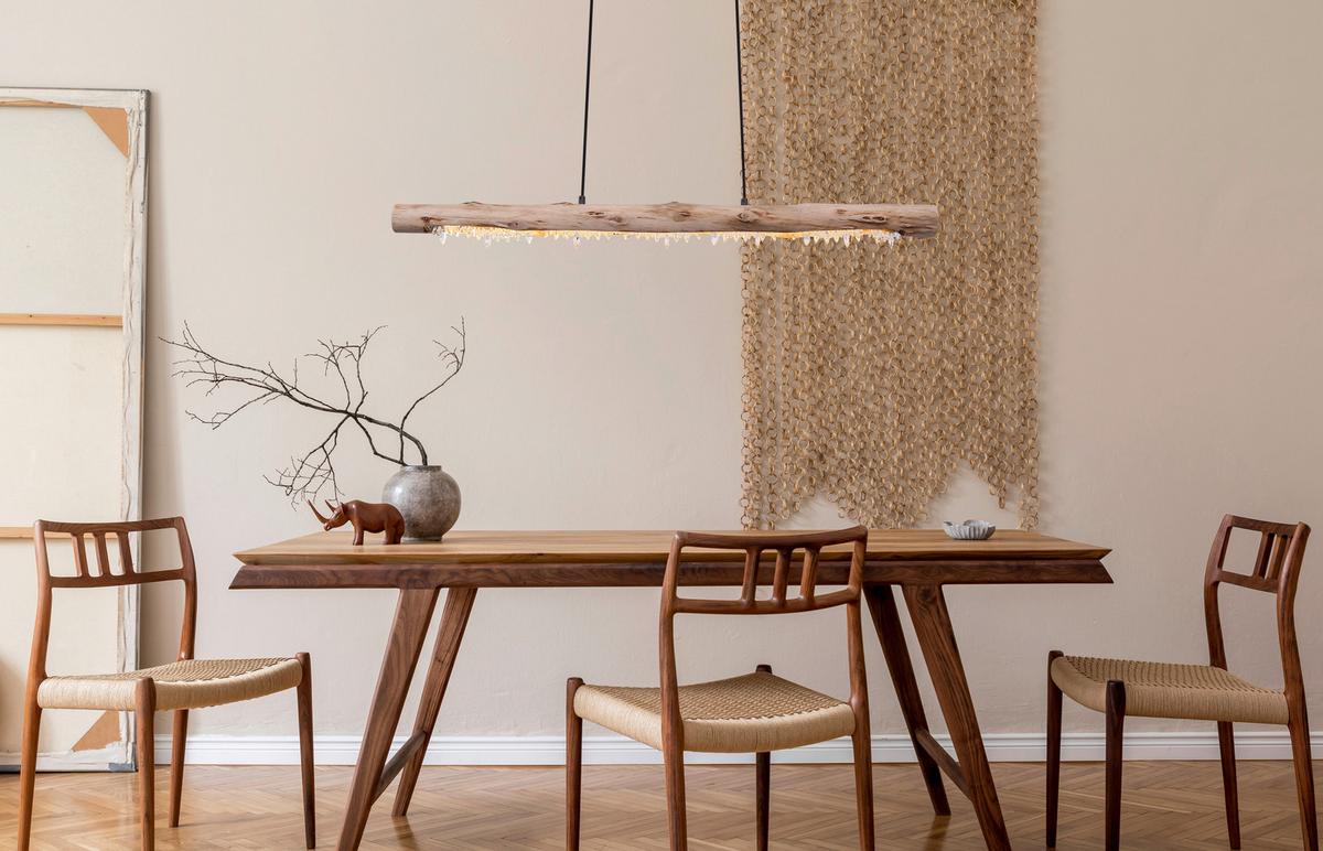 Hängeleuchte Felicitas H: 150 Cm 1-Flammig - Schwarz/Naturfarben, Basics, Holz/Kunststoff (100/8/150cm) - Globo