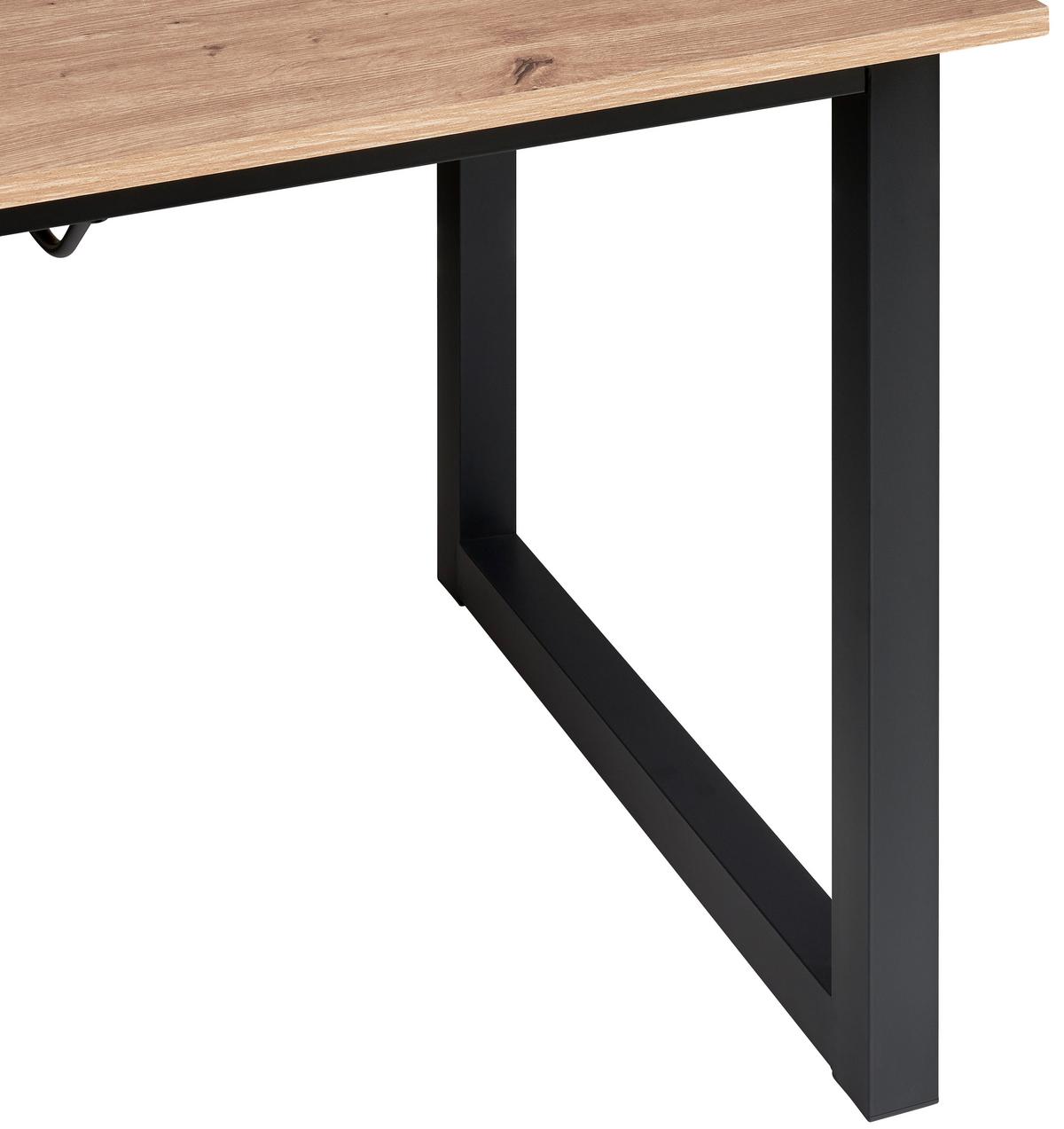 Ausziehtisch Dean 160 Az 160-200x76x90 Cm Eiche - Schwarz/Eiche Artisan, KONVENTIONELL, Holzwerkstoff/Metall (160-200/90/76cm) - MID.YOU