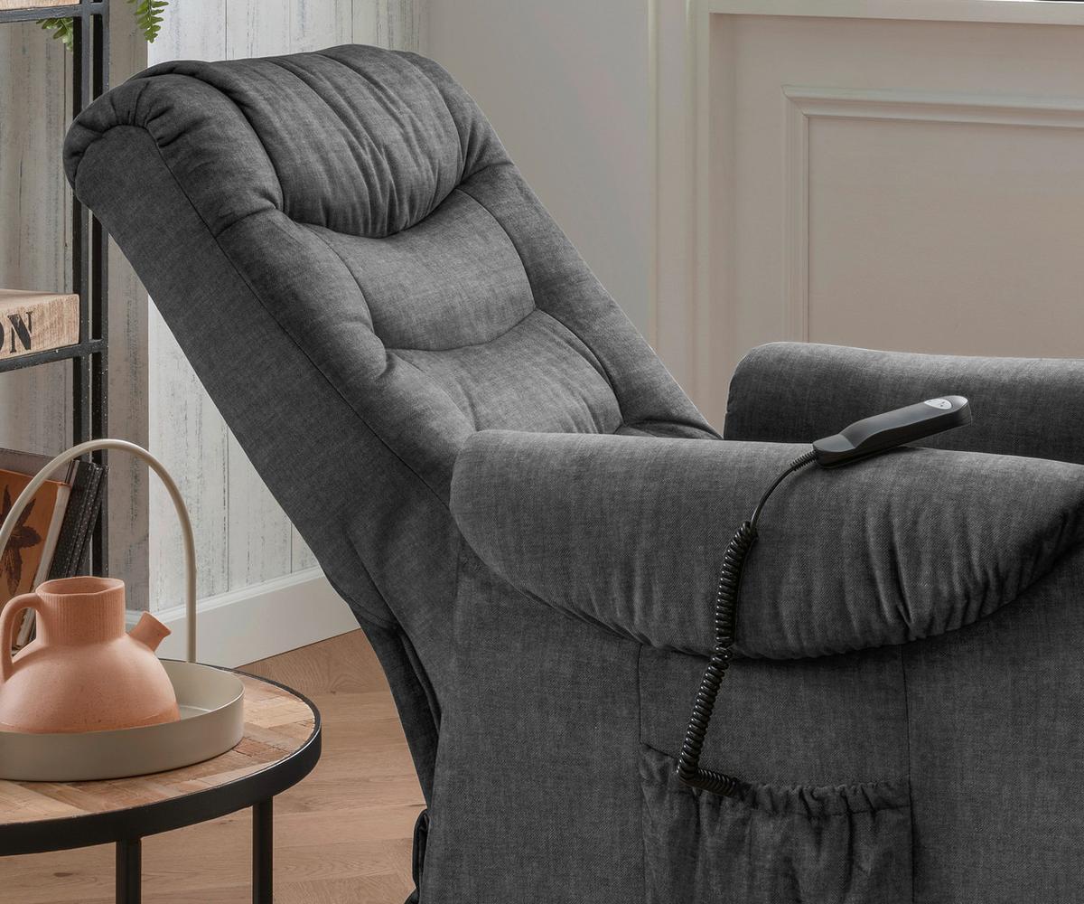 Fernsehsessel Nino Dunkelgrau B: 76 Cm - Dunkelgrau/Schwarz, Design, Textil (76/106/94cm) - Livetastic
