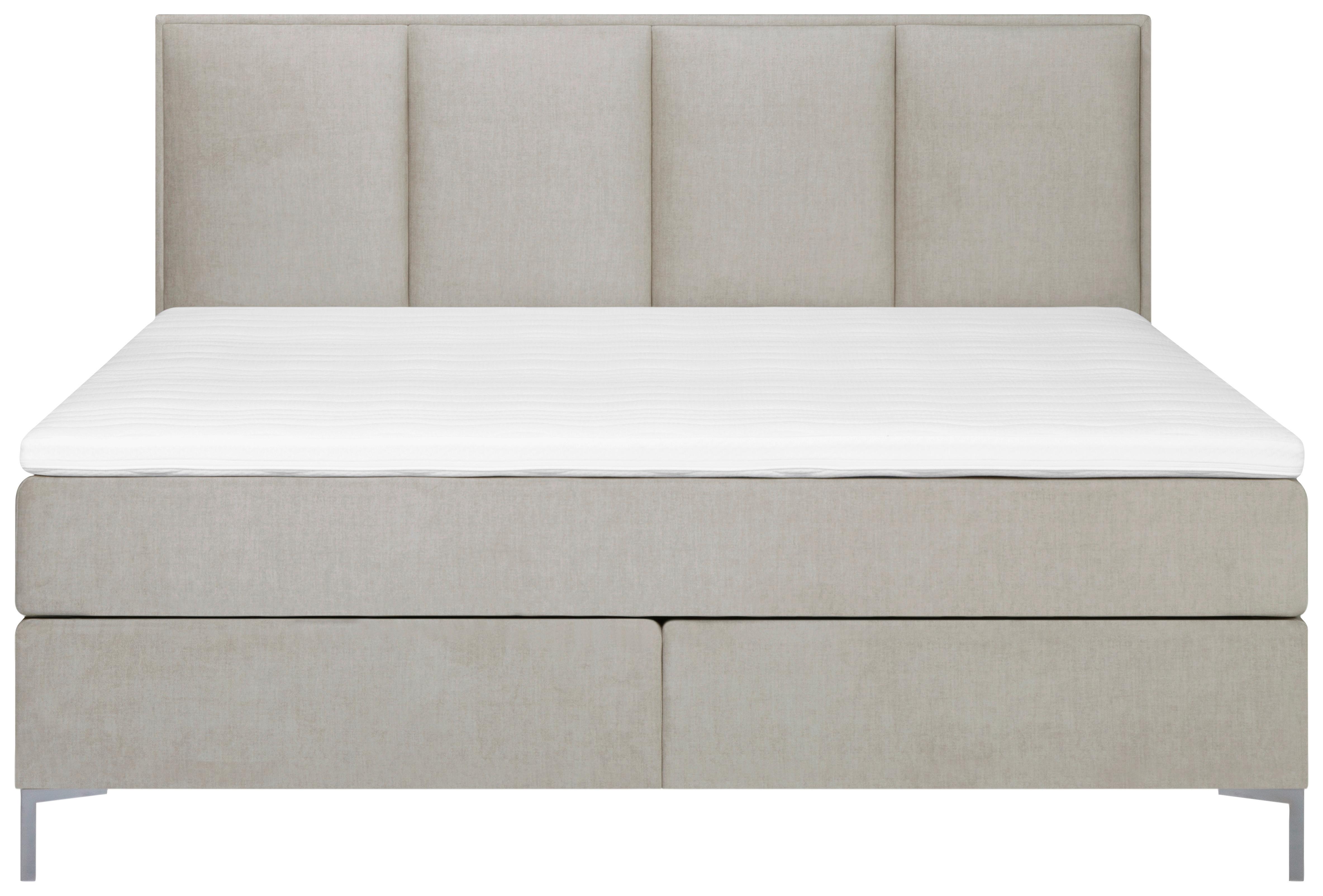 Boxspringbett Graz 140x200 cm Beige inkl. Topper - Beige/Alufarben, MODERN, Textil (140/200cm) - MID.YOU
