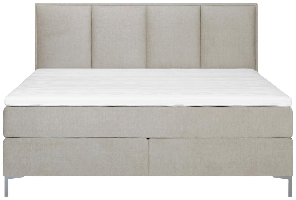 Boxspringbett Graz 140x200 cm Beige inkl. Topper - Beige/Alufarben, MODERN, Textil (140/200cm) - MID.YOU