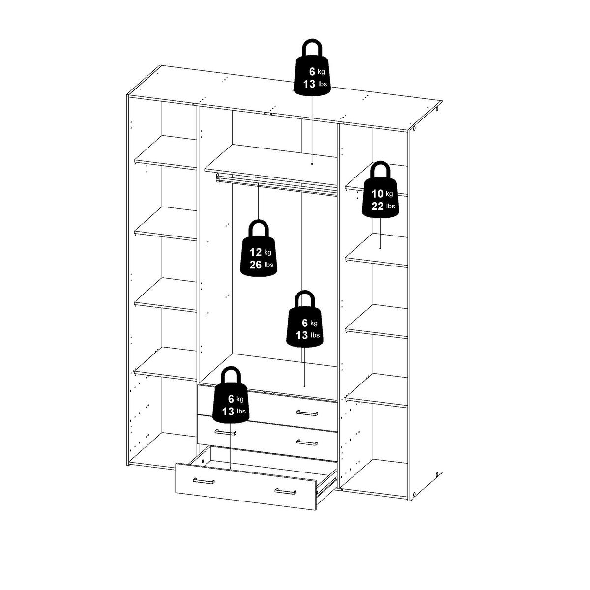 Ruhásszekrény Space 154/200cm - Sonoma tölgy, Konventionell, fa (154/200,4/49,5cm)