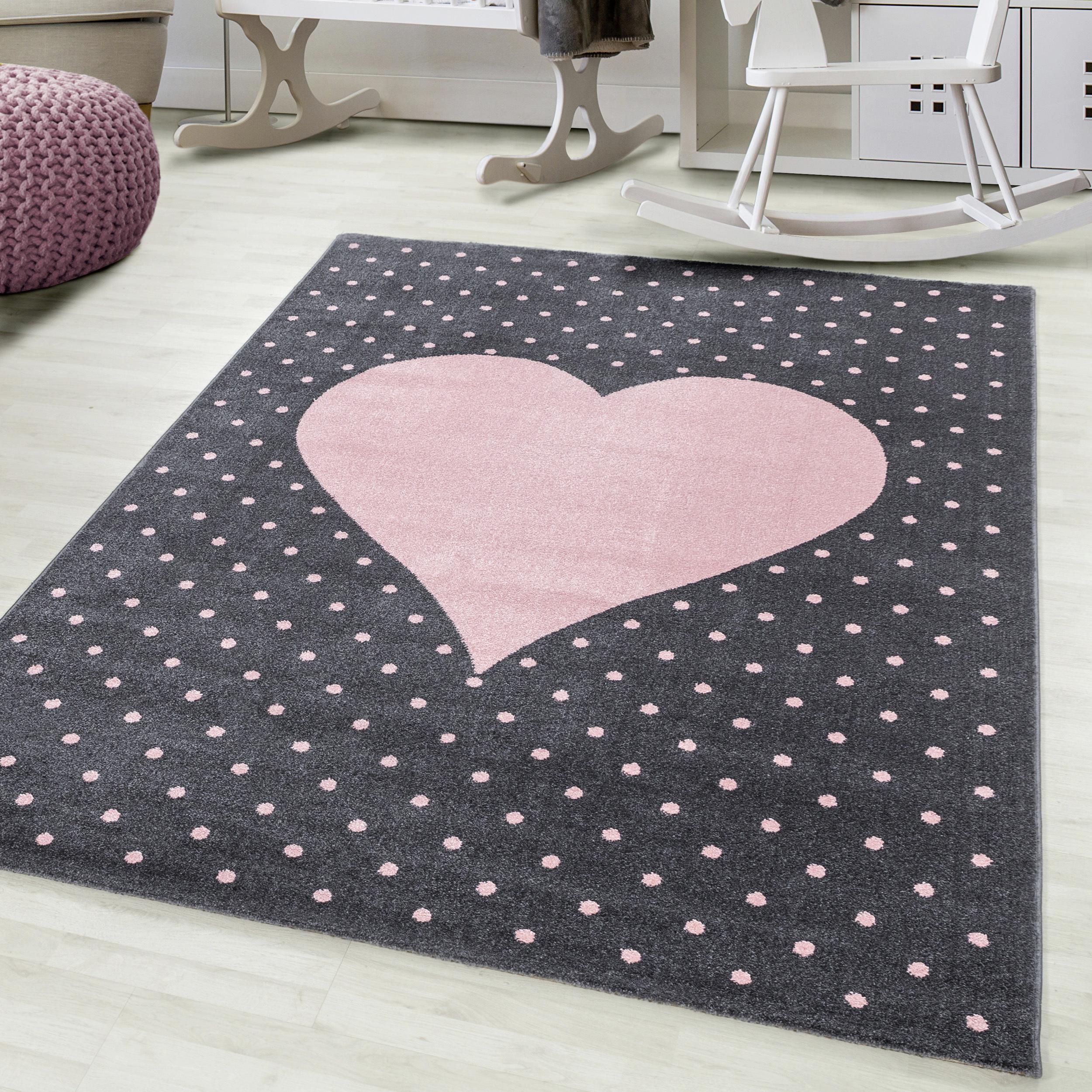 Dětský koberec SRDCE, 120x170cm - pink, Trend, textil (120/170cm) - Ben'n'jen