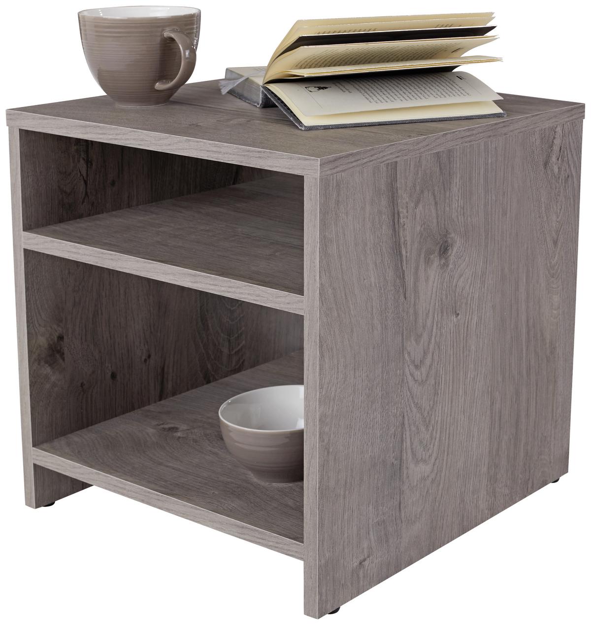 Beistelltisch 2 Ablagefächer Luca Ribbeck Eiche Dekor - Grau, MODERN, Holzwerkstoff (40/40/37cm)