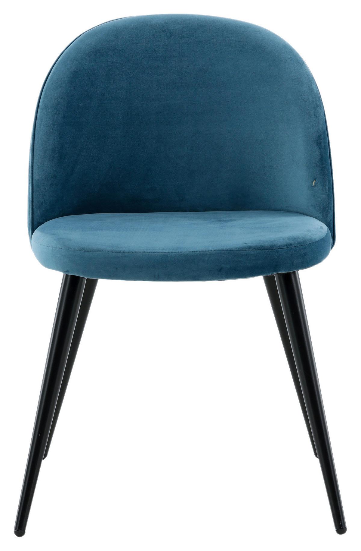 Stuhl-Set Velvet Schwarz/Blau B: 57 cm - Blau/Schwarz, Design, Textil/Metall (57/76.5/50cm) - Livetastic