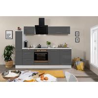 Küchenzeile Rp240wgc mit Geräten 240 cm Grau/Weiß - Schwarz/Weiß, KONVENTIONELL, Holzwerkstoff (240cm) - Respekta