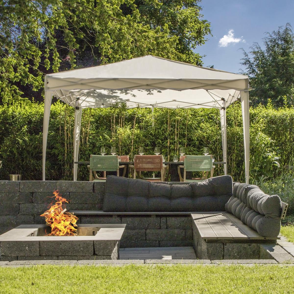 Pavillon Beige ca. 3x3x2,6 M mit Tragetasche - Beige/Silberfarben, Basics, Textil/Metall (300/263/300cm)