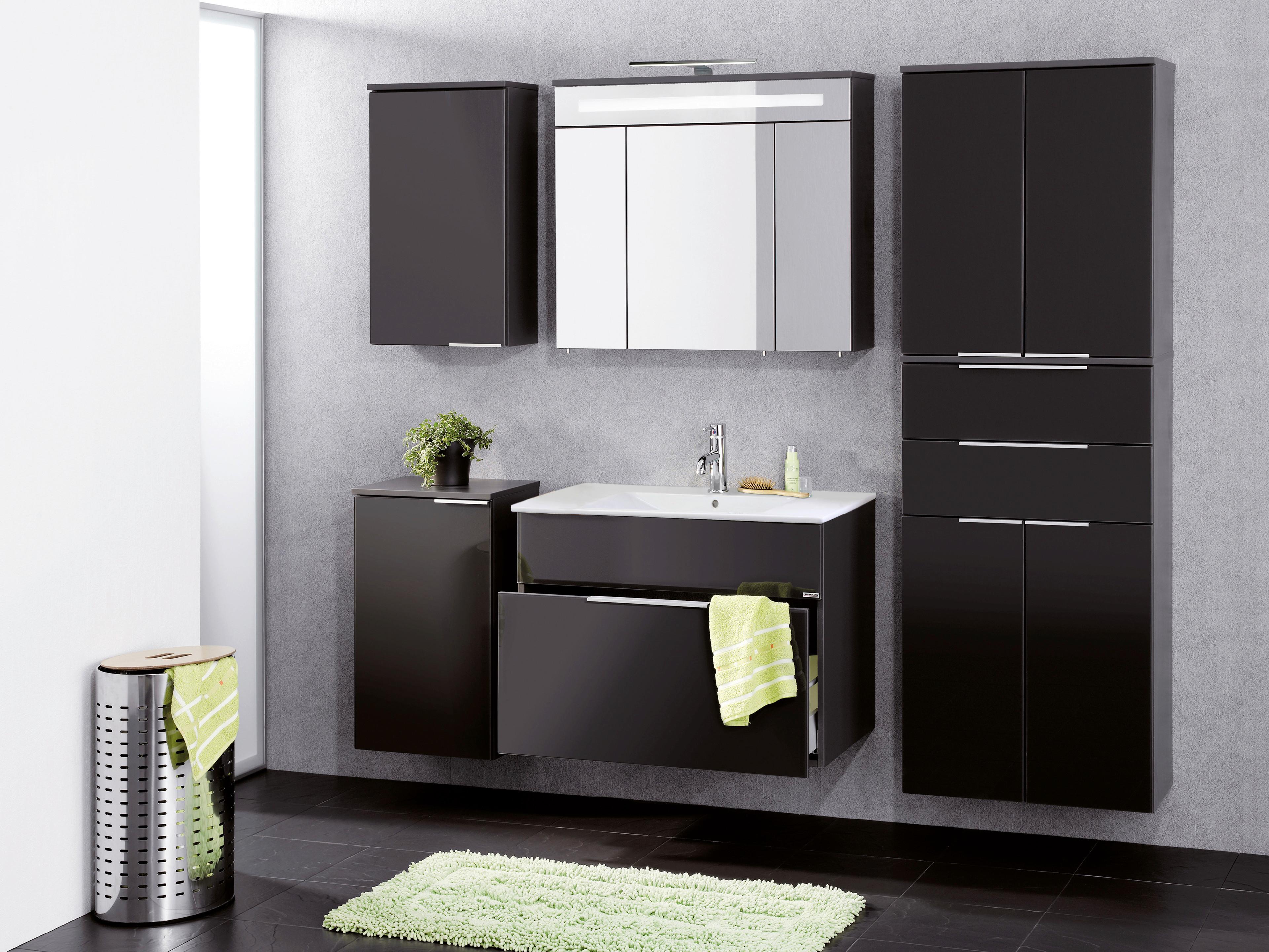 Hochschrank Mit Soft-Close Kara B: 61cm, Anthrazit - Anthrazit, MODERN, Glas/Holzwerkstoff (64/180/39cm) - MID.YOU