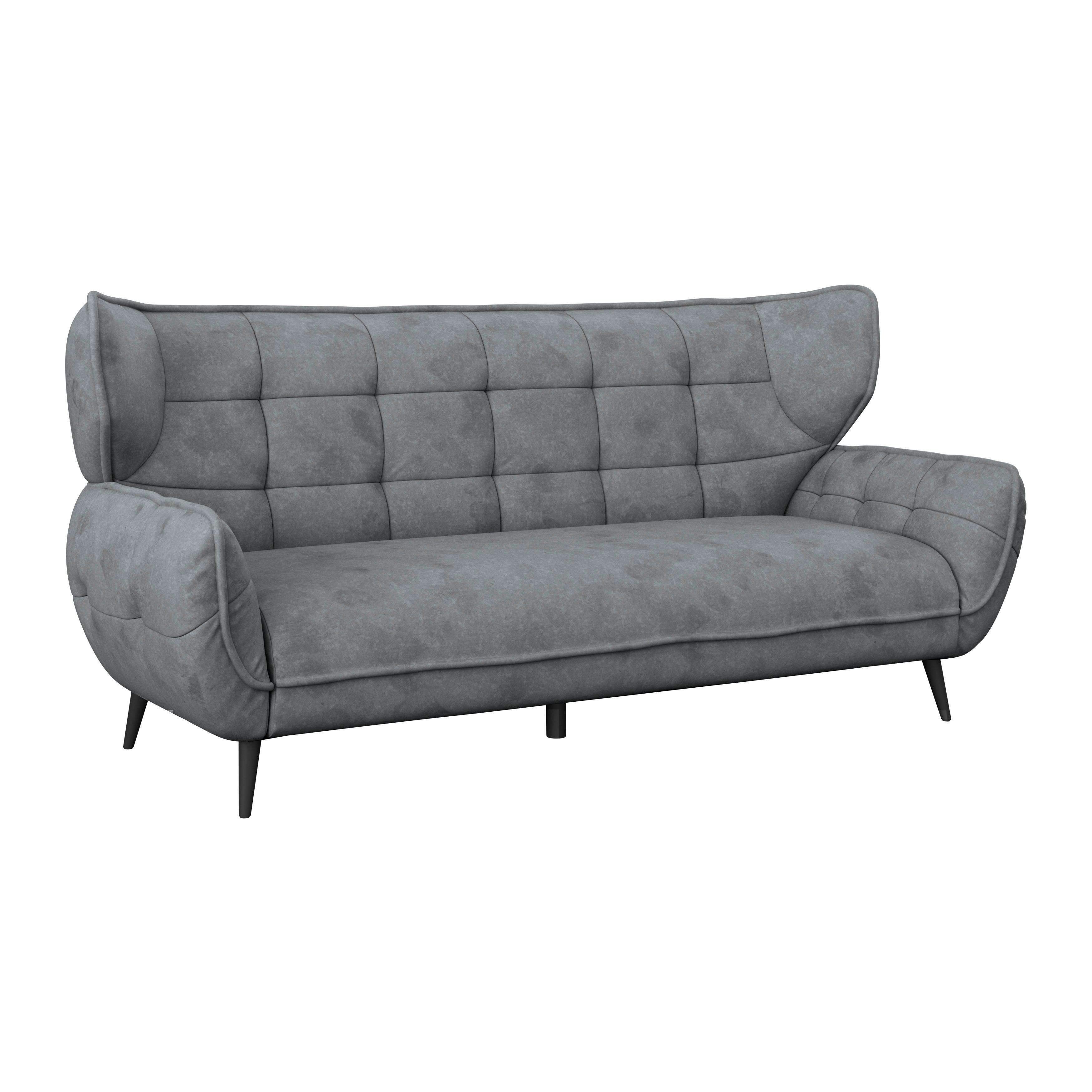 3-SITZER-SOFA PRINCE - Anthrazit/Schwarz, MODERN, Textil (221/105/98cm)
