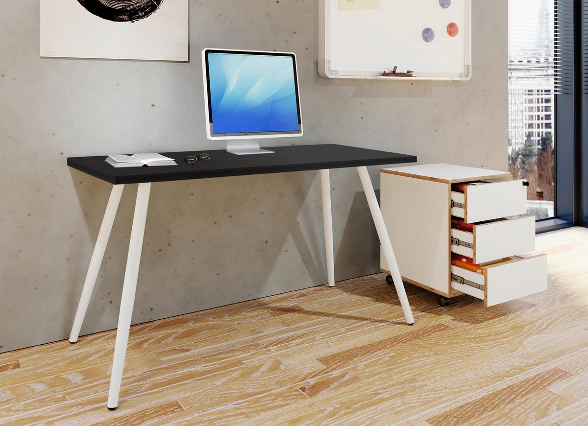 Schreibtisch Salia Anthrazit/Weiß, L: 80cm - Anthrazit/Weiß, MODERN, Holzwerkstoff/Metall (80/50/70cm) - MID.YOU