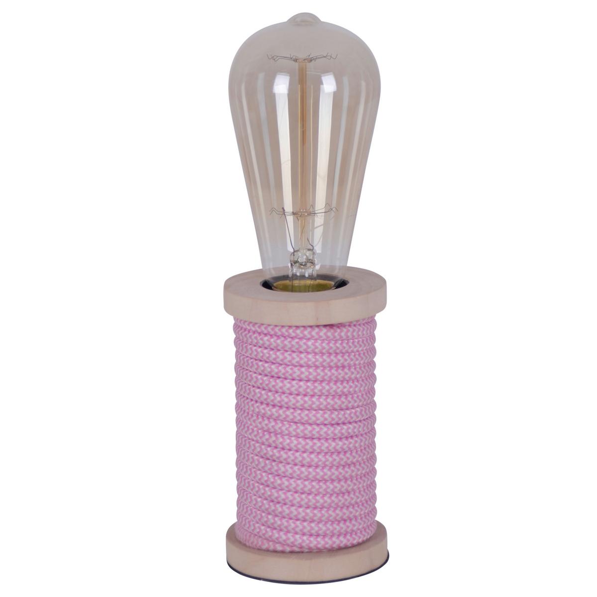 Tischlampe Max Pink Mit Kippschalter - Pink/Naturfarben, Design, Holz/Textil (7/12cm) - Näve