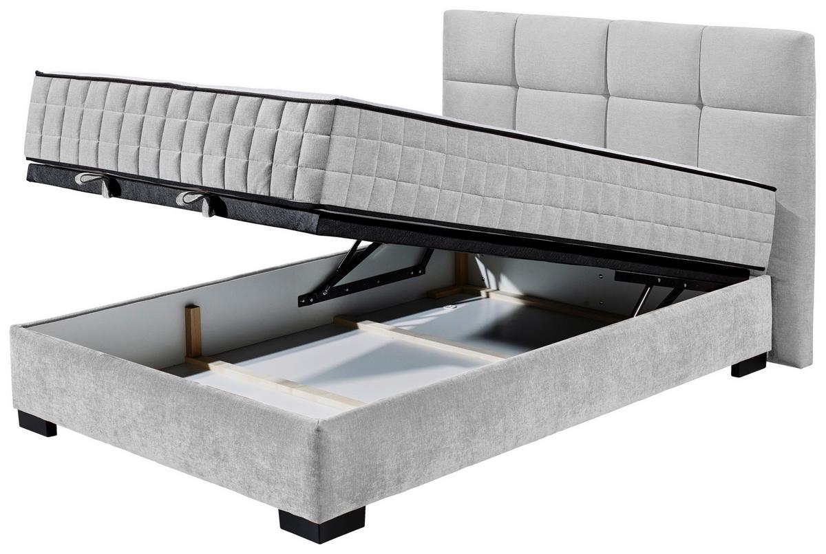 Boxbett Nagol A - Hellgrau/Schwarz, MODERN, Holzwerkstoff/Textil (120/200cm) - MID.YOU